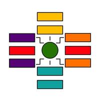 A diagram of a cross with four different colored squares vector