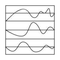 A drawing of a waveform with different waveforms vector