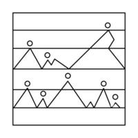 A line drawing of a mountain range with a line vector