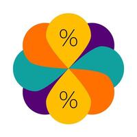 A colorful flower with a percentage symbol on it vector