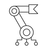 A robot arm with a sign on it vector