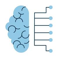 An illustration of a brain with a line connecting it to other parts vector