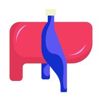 A bottle with a blue and red liquid inside vector