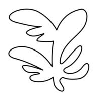 A drawing of a leaf with a line drawn around it vector