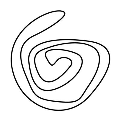 A spiral is drawn in black on a white background