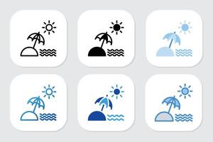 beach icons with various design style vector