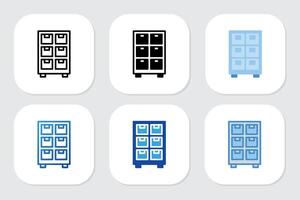 Cupboard icons with various design style vector