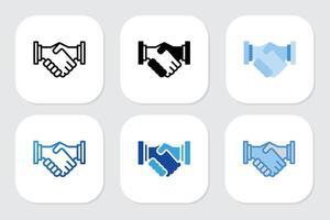 Handshake icons with various design style vector