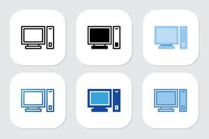 Computers icons with various design styles vector