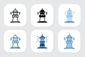 light house icons with various design styles vector
