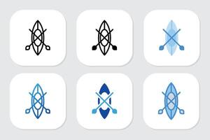 rowboat icons with various design styles vector