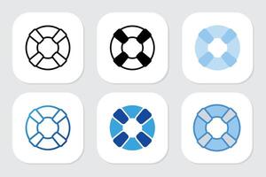 lifebuoy icons with various design styles vector