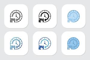 hour icons with various design styles vector