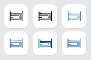 bunk bed icons with various design styles vector