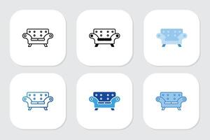 couch icons with various design styles vector