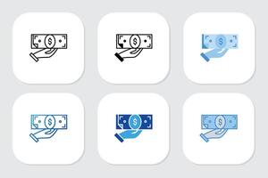 cash icons with various design style vector