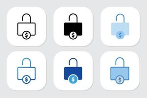 Payment Unlock icons with various design styles vector