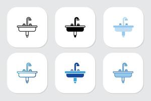 sink icons with various design styles vector