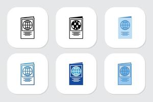 passport icons with various design styles vector