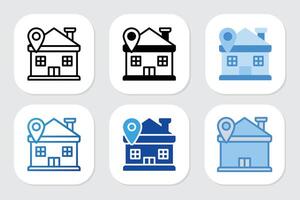 House Location icons with various design styles vector