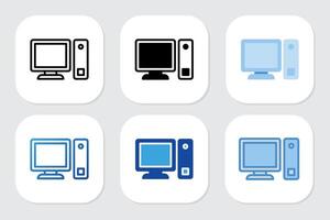 Computer icon with various design style vector
