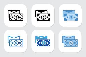Money Envelope icons with various design styles vector