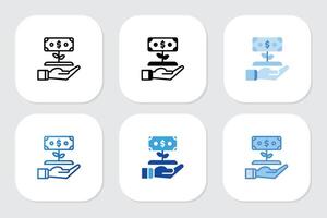 growth dollar icons with various design styles vector