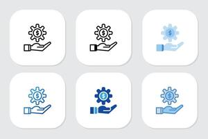 gear setting icons with various design styles vector