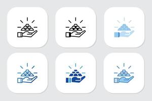 gold icons with various design style vector