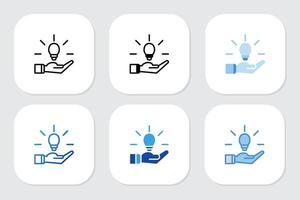 lamp idea icons with various design styles vector