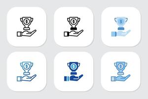 trophy icon with various design style vector