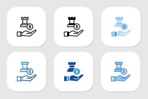 startegy icons with various design styles vector