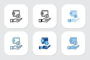 wallet icon with various design style vector
