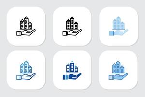 building icons with various design styles vector