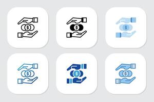 coin dollar icons with various design style vector
