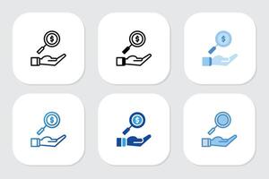 search coin icons with various design styles vector