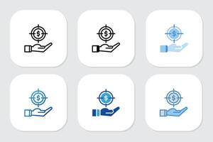 target money icons with various design styles vector