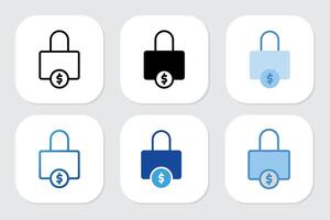 Lock icon with various design style vector
