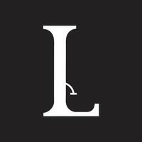 Elegant capital letter L, white serif font, black background, minimalist design, high contrast, typography art, squared image, clean lines, modern aesthetic, graphic design element, vector