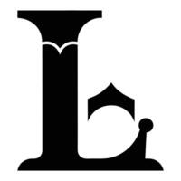 Stylized letter L, black and white typography,apes, abstract logo, negative space, sleek letterform, graphic design element, high contrast, monochrome artwork, symbolic representation, mo vector