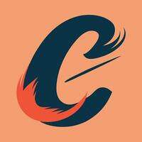 Abstract logo, stylized letter C, curved shape, teal and orange color scheme, minimalist design, negative space vector