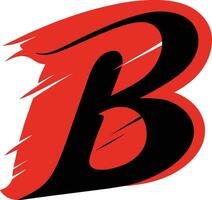 Logo design, stylized letter B, red and black color scheme, dynamic motion effect, sharp edges vector