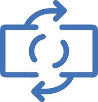 Blue icon, minimalist design, rectangular shape, circular arrows, refresh symbol, rotation indicator vector