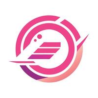 Stylized bird logo, minimalist design, circular shape, vibrant pink gradient, geometric abstraction, sleek lines vector