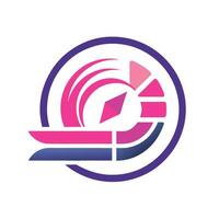 Abstract logo, geometric shapes, circular design, pink and purple gradient, dynamic curves vector