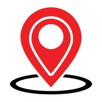 Location pin icon, red and white, minimalist design, map marker, geolocation symbol, flat graphic, vector