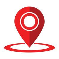 Red location pin icon, minimalist design, map marker symbol, flat graphic, geolocation logo, bold red color vector