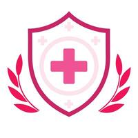 a pink shield with a cross on it vector
