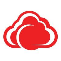 Red cloud icon, minimalist design, stylized logo, cloud computing symbol, data storage concept, vector
