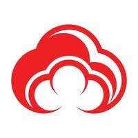 Red cloud logo, minimalist design, abstract shape, curved lines, white background, corporate branding vector